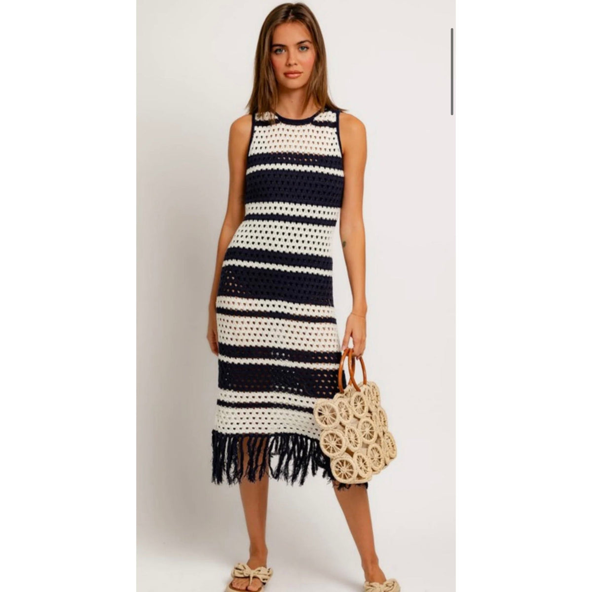 Navy crochet dress best sale