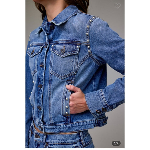 Pearl Trimmed Denim Jacket