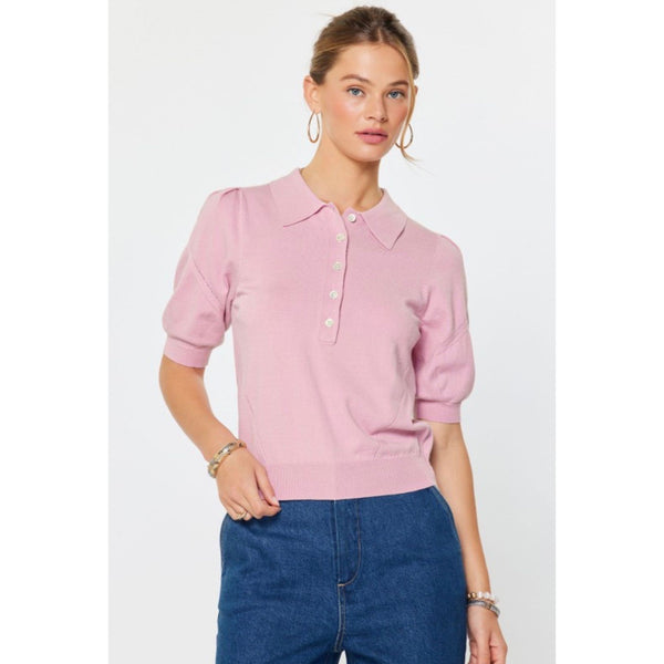 Puff Sleeve Polo Top