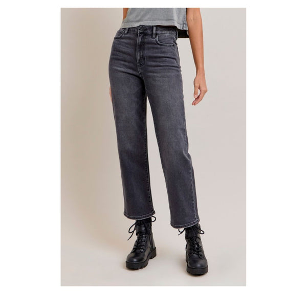 Charcoal Wash Stretch Wide Jeans