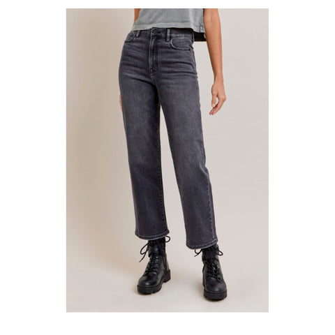 Charcoal Wash Stretch Wide Jeans