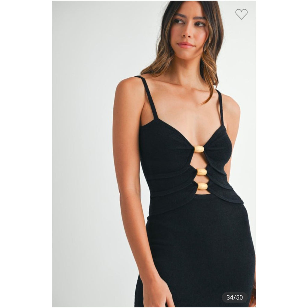 front cut out midi dress Knit Midi Dress W/Front Cut Out XS / Mocha