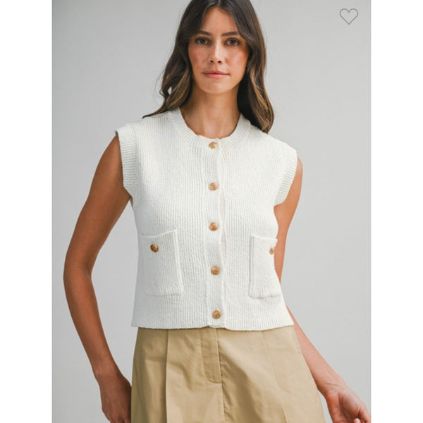 Gold Button Knit Vest