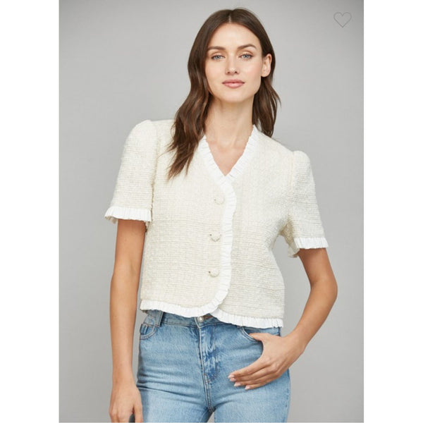 Short Sleeve Tweed Jacket