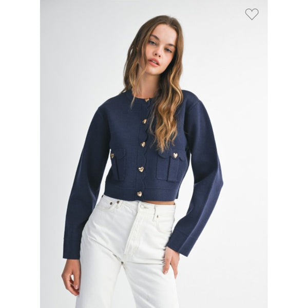 Heart Button Navy Jacket