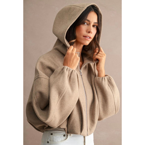 Funnel Neck Sweatshirt Jacket