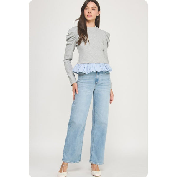 Poplin Peplum Top