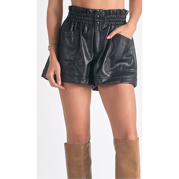 Vegan paperback leather shorts