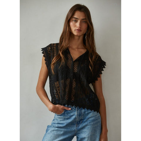 Black Eyelet Top