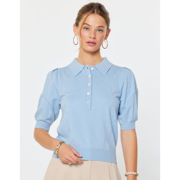 Puff Sleeve Polo Top