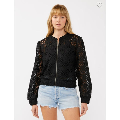 Floral Crochet Lace Bomber Jacket