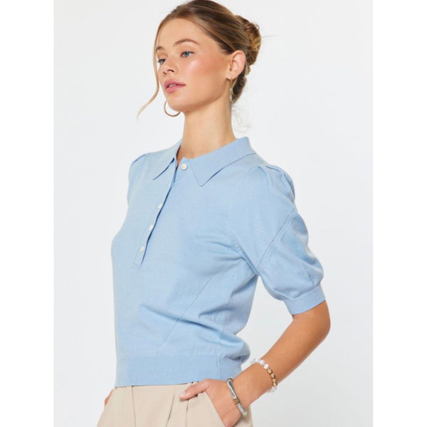 Puff Sleeve Polo Top