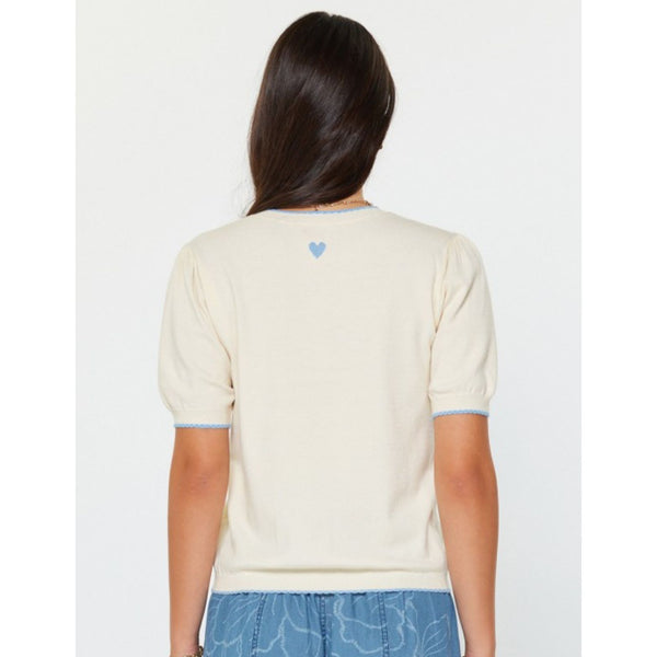 Contrast Edge Short Sleeve Sweater