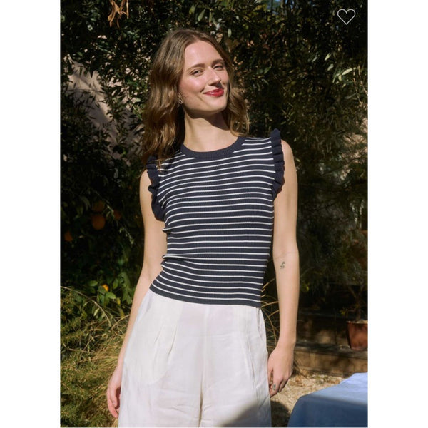Flutter Sleeve Striped Tank