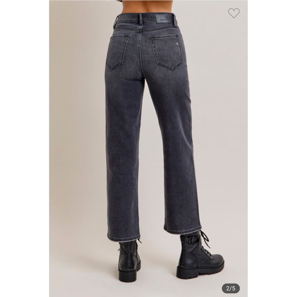 Charcoal Wash Stretch Wide Jeans
