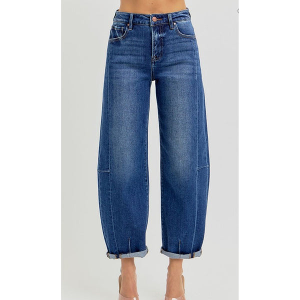 Mid Rise Relaxed Barrel Jean