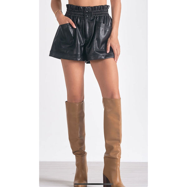 Vegan paperback leather shorts