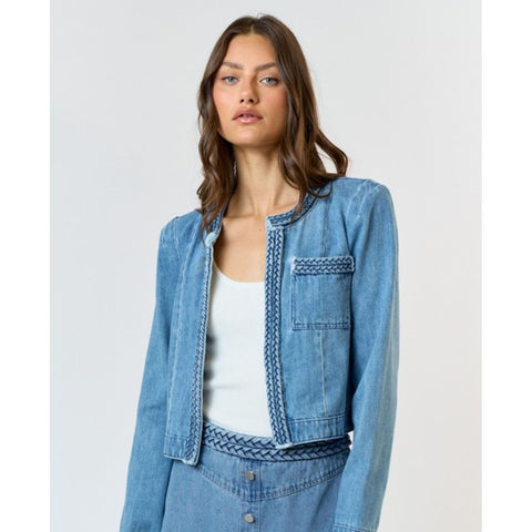Braided Trim Denim Jacket