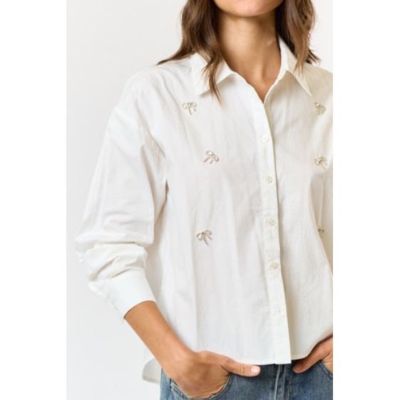 White Button Down With Bows