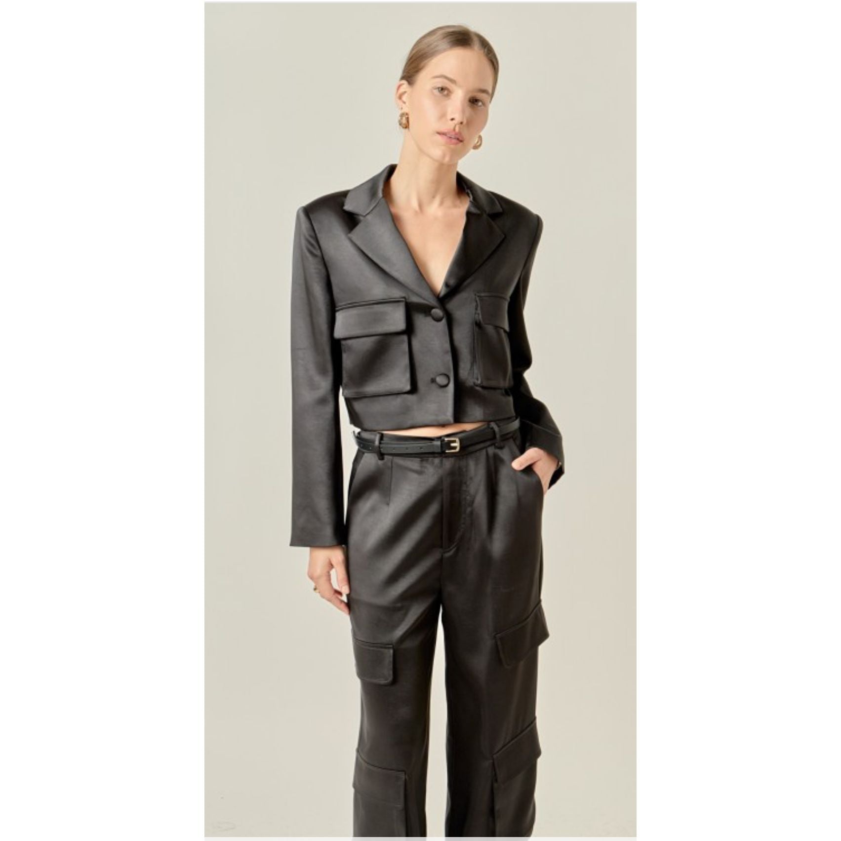 Satin Cropped Blazer