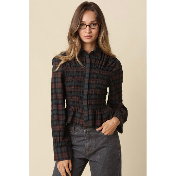 Plaid Peplum Top