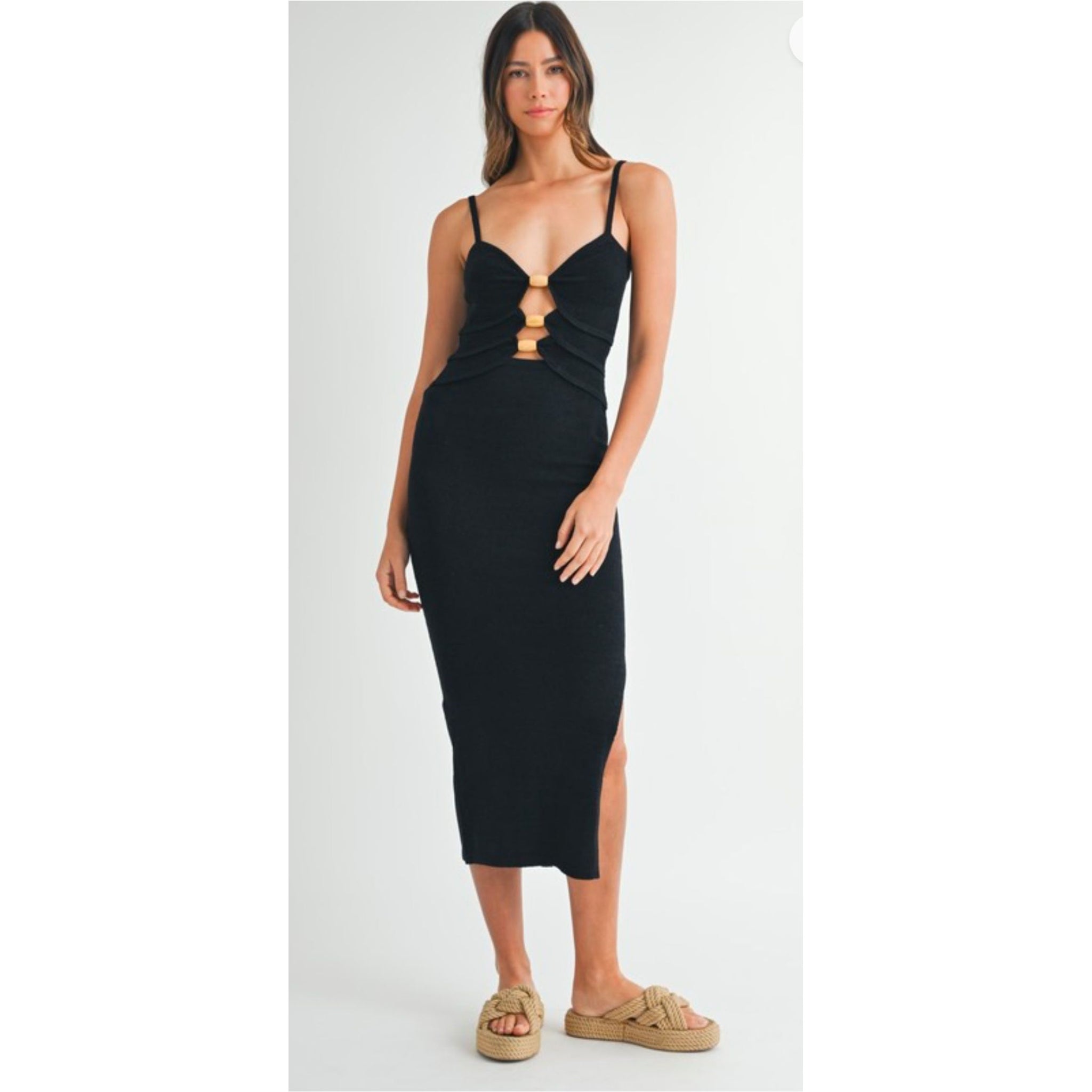 Knit Front Cut Out Midi Dress Navy Vine Knit Front Cut Out Midi Dress Navy Vine