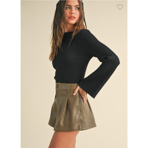 Ribbed Bell Sleeve Top