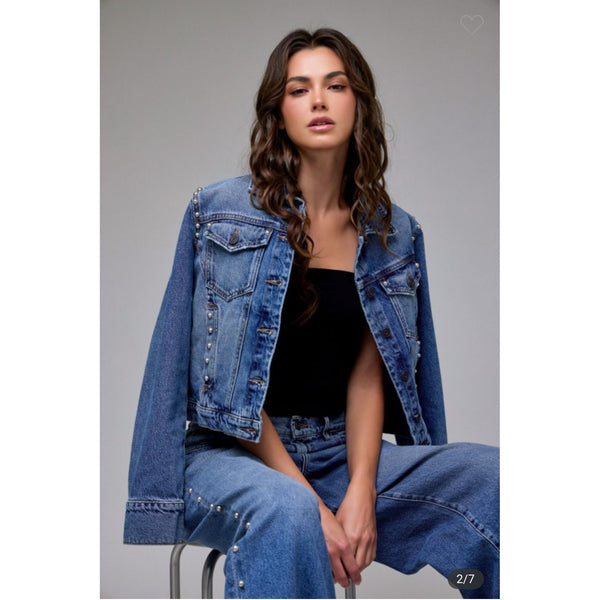 Pearl Trimmed Denim Jacket