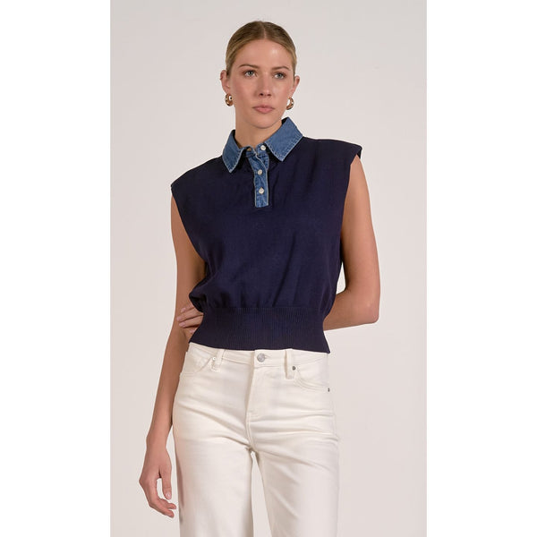 Cap Sleeve Mixed Media Top