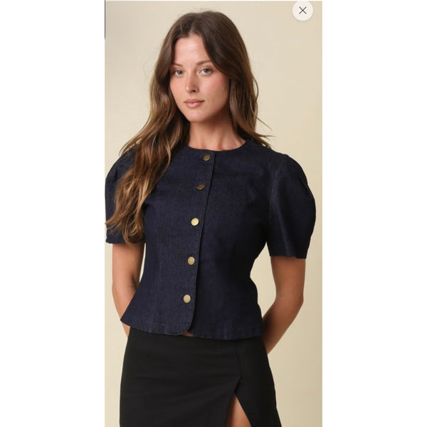 Gia Puff Sleeve Denim Top