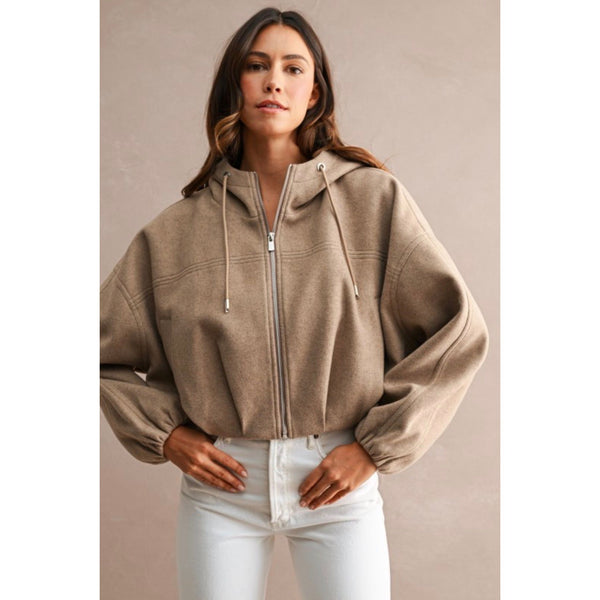Funnel Neck Sweatshirt Jacket