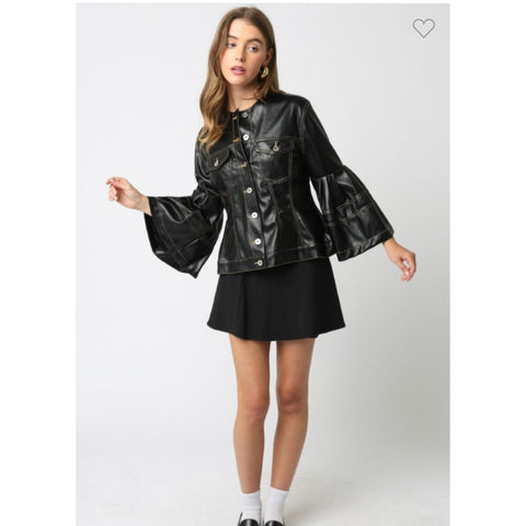 Flutter Sleeve Leather Jacket