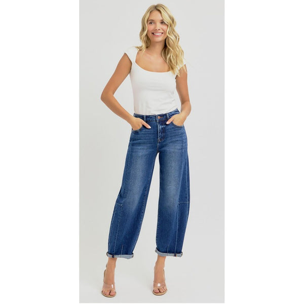 Mid Rise Relaxed Barrel Jean