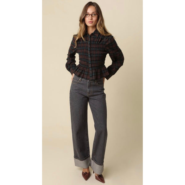 Plaid Peplum Top