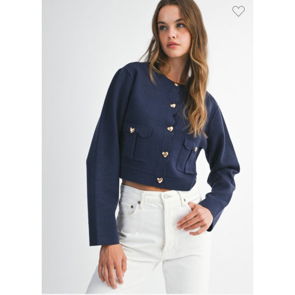 Heart Button Navy Jacket